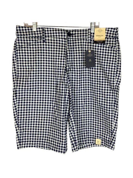 St. John's Bay Pants - St Johns Bay Long Bermuda Short Sz 16 Blue White Gingham Check Secretly Slender
